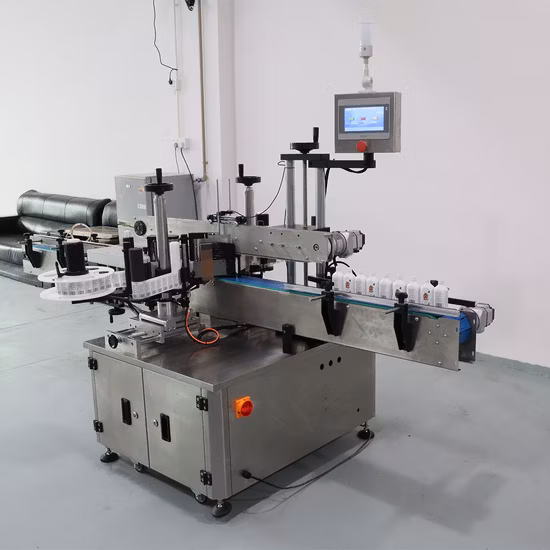 Gosunm Machine d'étiquetage d'autocollants double face Deux côtés Applicateur d'étiquettes de bouteilles carrées Boîtes de seau Carton Machine d'étiquetage double face